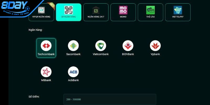 Các hình thức chuyển tiền vào cổng cược đang được áp dụng